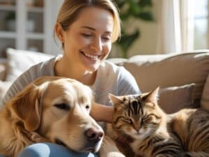 A perfect house sitter looking after her two pets.